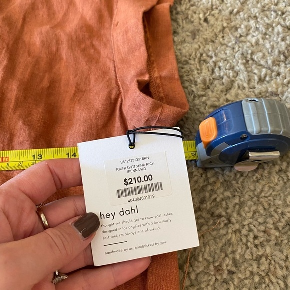 Bella Dahl Women’s Linen Cap Sleeve Sienna Romper in Rust Size M - Picture 7 of 10